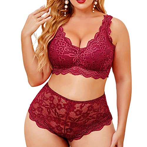 Babydoll Damen Sexy, Große Größe Mesh Sexy Erotikwäsche Reizwäsch Offener Schritt Push Up Curvy Spitzenunterwäsche Babydoll Damenunterwäsche Durchsichtige Erotische Spitze Dessous Dessous Set # von DondPO