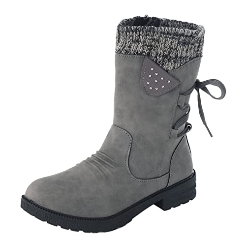 Damen Stiefel Schwarz, Vintage Halbhoch Quaste Winter Boots Halbschaft Stiefel Schnallen Festival Reißverschluss Stiefeletten Cowboystiefel Westernstiefel 35-38 mit Absatz Reitstiefel Winterstiefel von DondPO