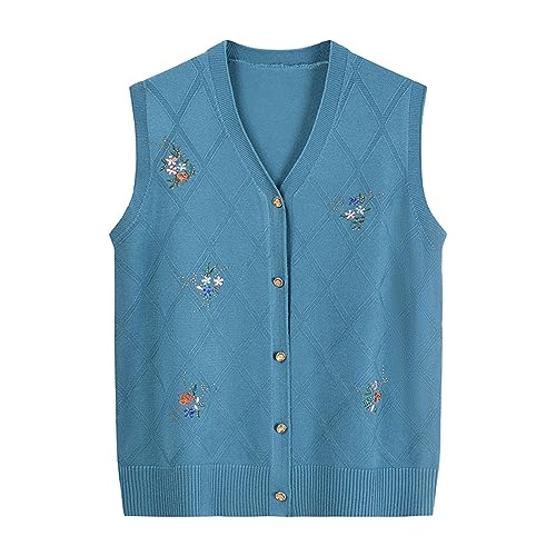Damen Weste Elegant, Freizeit Winter Warm Sweater Vest Pullover V Ausschnitt Ärmellos Baumwolle Pullunder Strickweste Strickpullunder Kurz Lang Pullover Vest Wollweste von DondPO