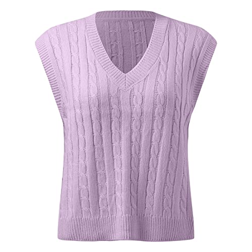 Damenpullunder Warm V Ausschnitt Baumwolle Pullover Winterpullover Ärmellos Einfarbig Winter Strickweste Strickpullunder Pullover Vest Lose Vintage Sweater Vest Pullunder von DondPO