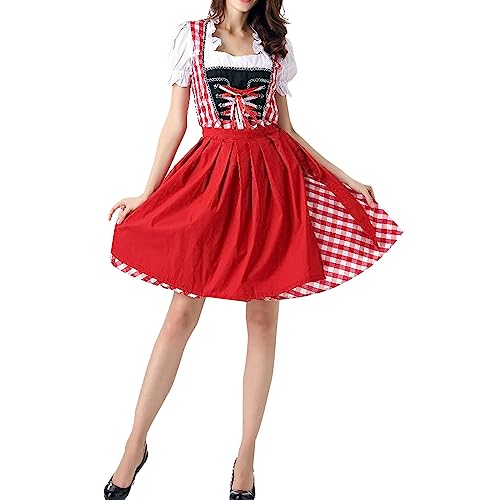 Dirndl Blau, Rosa Oktoberfest Kurzarm Trachtenkleid Trachtenmode Festlich Schnürung Midi Dirndl Midi Dirndl Lang Spitze Große Größen Trachtenrock Dirndlkleid von DondPO