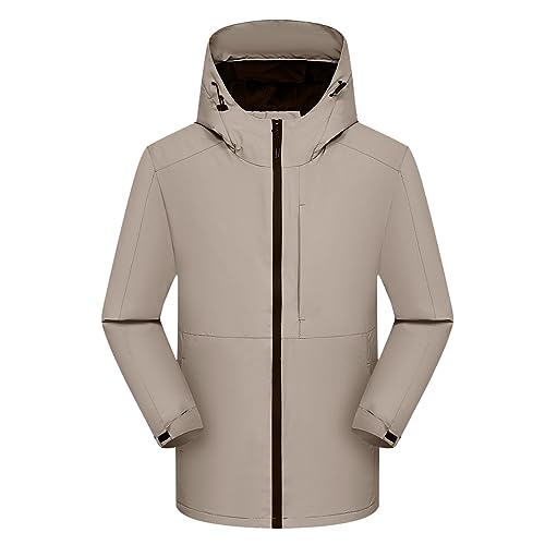 DondPO 3In1 Jacke Damen Gefüttert Xxl Atmungsaktiv Multifunktionsjacke Skijacke Beige Winddichte Lang Sportjacke Snowboardjacke Winterjacke Warm Wasserdichte Verdickt Schneejacke Ski Jacket von DondPO