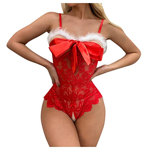 DondPO Damen Dessous Reizwäsche, Sexy Weihnachten Große Größe Rote Kleidung Outfit Dame Set Curvy Erotische Unterwäsche Reizwäsche Sex Reizende Frauen Dessuesexy Kostüm Dessous von DondPO