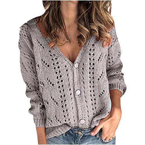 DondPO Feinstrickpullover Damen Casual Gelber V Ausschnitt Sweater Pullover Warm Langarm Winter Grobstrickpullover Strickpulli Strickpullover Loose Einfarbig Elegant Oberteile Winterpullover von DondPO