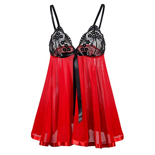 DondPO Frauen Unterwäsche Dessous, Push Up Mollige Spitze Babydoll Dessous Erotische für Frauen Sexy Erotikwäsche Negligee Dessous Set Durchsichtige Offener Schritt Curvy Spitzenbody Reizwäsch von DondPO