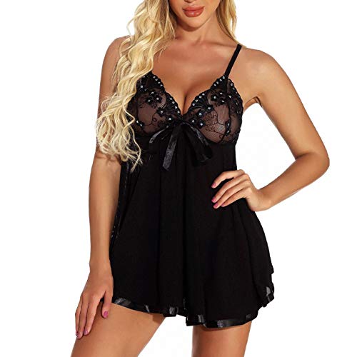 DondPO Frauen Unterwäsche Dessous, Push Up Mollige Spitze Babydoll Dessous Erotische für Frauen Sexy Erotikwäsche Negligee Dessous Set Durchsichtige Offener Schritt Curvy Spitzenbody Reizwäsch von DondPO