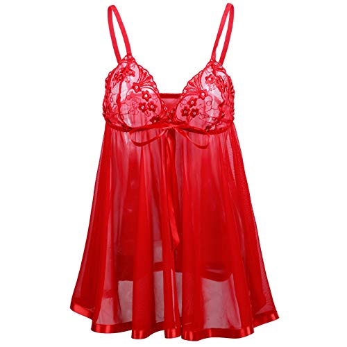 DondPO Frauen Unterwäsche Dessous, Push Up Mollige Spitze Babydoll Dessous Erotische für Frauen Sexy Erotikwäsche Negligee Dessous Set Durchsichtige Offener Schritt Curvy Spitzenbody Reizwäsch von DondPO