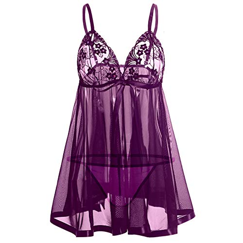 DondPO Frauen Unterwäsche Dessous, Push Up Mollige Spitze Babydoll Dessous Erotische für Frauen Sexy Erotikwäsche Negligee Dessous Set Durchsichtige Offener Schritt Curvy Spitzenbody Reizwäsch von DondPO