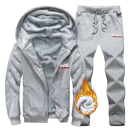 DondPO Gym Kleidung Herren, Winter Herren Cozy Baggy Ganzkörperanzug Bekleidung Jogging Komplett Kuschel Warme Tracksuit Outfit Gefüttert Thermo Set Kuschelig Jogginganzug Trainingsanzug von DondPO