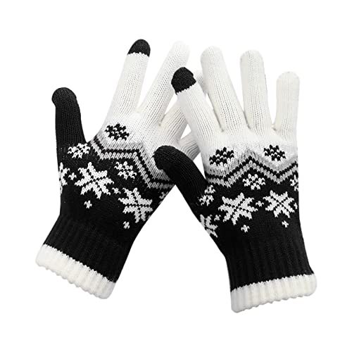 DondPO Handschuhe Damen Beige Flauschige Winter Weiß Strickhandschuhe Winterhandschuhe Touchscreen Warme Outdoor Handschuhe Winter Gloves Strick Handschuhe Fleece Winddicht Winterreithandschuhe von DondPO