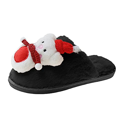 DondPO Hausschuhe Damen Warm Rutschfeste Baumwolle Outdoor Weihnachtsschuhe Hüttenschuhe Warme Winter Plüsch Pantoffeln Winterpantoffel Weihnachts Hausschuhe Cozy Christmas Slippers Hausschuhe von DondPO