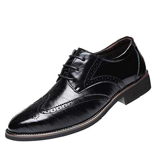 DondPO Herren Anzugschuhe, Elegante Schwarz 48 Schnürschuhe Lederschuhe Blau Hochzeit Leder Oxford Schuhe Anzugschuhe Derby Schuhe Casual Klassischer Smoking Brogue Business Schuhe von DondPO