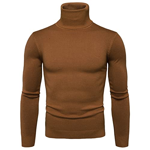 DondPO Herren Pullover Schwarz, Warme Winter Slim Fit Strickpullover Rollkragenpullover Basic Einfarbig Langarm Rollkragenpulli Winterpullover Elastisch 3XL Langarmshirts Sweater von DondPO