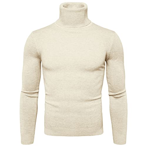 DondPO Herren Pullover Schwarz, Warme Winter Slim Fit Strickpullover Rollkragenpullover Basic Einfarbig Langarm Rollkragenpulli Winterpullover Elastisch 3XL Langarmshirts Sweater von DondPO