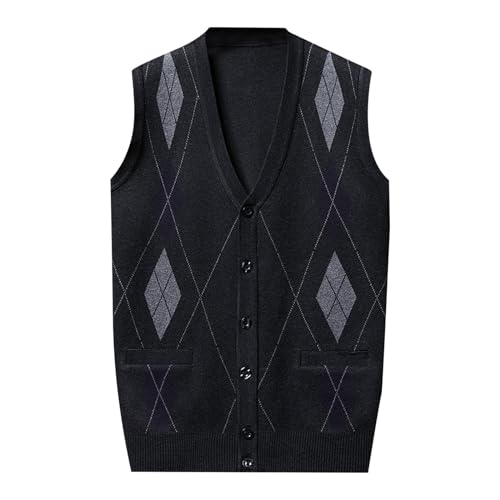 DondPO Herren Pullunder, Baumwolle Business Warm Pullover Strickweste Winter Ärmellose Slim Fit Winterweste Strickpullover Pullunder 4XL V-Ausschnitt Pulloverwestee Weste von DondPO