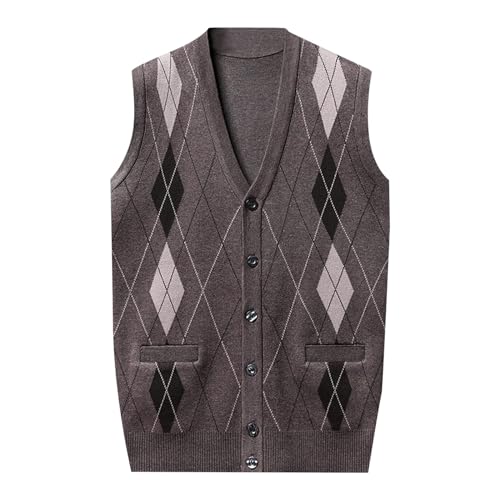 DondPO Herren Pullunder, Baumwolle Business Warm Pullover Strickweste Winter Ärmellose Slim Fit Winterweste Strickpullover Pullunder 4XL V-Ausschnitt Pulloverwestee Weste von DondPO