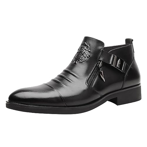 DondPO Herren Schuhe Business, Leder Elegante Schwarz Anzugschuhe Schnürschuhe Hirschleder Hochzeit Klassischer Lederschuhe Business Schuhe Brogue Rot Smoking Casual Oxford Schuhe Derby Schuhe # von DondPO