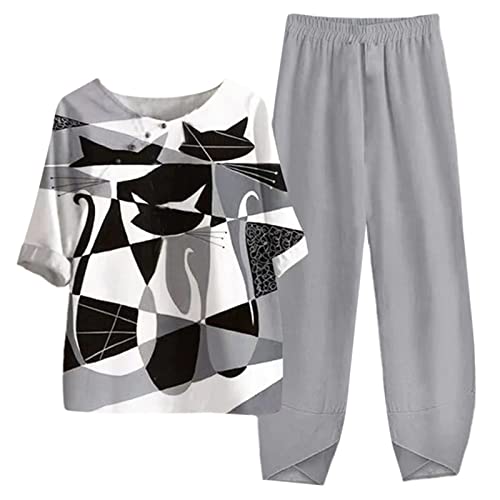 DondPO Hosenanzug Damen Komplett, Tracksuit Loungewear Streetwear Damenanzug Sommer Zweiteiler Sportlich Mode Freizeitanzug Elegant Outfit 2 Teiler Trainingsanzug Weite Bein Hose Festlich weiß von DondPO