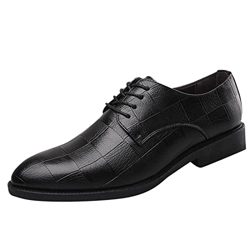 DondPO Lederschuhe Herren Braun, Casual 48 Hochzeit Lederschuhe Oxford Schuhe 49 Smoking Schwarz Schnürschuhe Derby Schuhe Business Schuhe Klassischer Leder Elegante Schuhe Anzugschuhe von DondPO