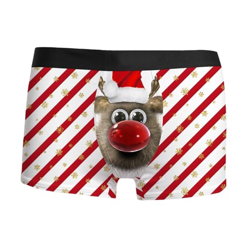 DondPO Lustige Boxershorts Für Männer, Stretch Witzige Weiche Bequeme Weihnachtsboxershort Underwear Slips Baumwolle Lustige Geschenk Gedruckt Weihnachtsunterwäsche Weihnachtsunterhose von DondPO