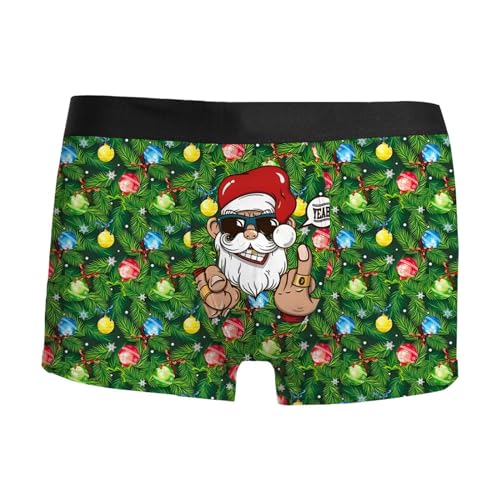 DondPO Lustige Boxershorts Für Männer, Stretch Witzige Weiche Bequeme Weihnachtsboxershort Underwear Slips Baumwolle Lustige Geschenk Gedruckt Weihnachtsunterwäsche Weihnachtsunterhose von DondPO