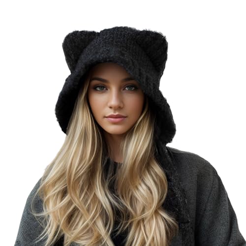 DondPO Mütze Herren Winter, Warm Strick Dicke Strickmützen Mütze Klassische Weiche Schwarz Hüte Cap Hat Unisex Elegant Winter Stretch Beanie Wollmütze Wintermütze von DondPO