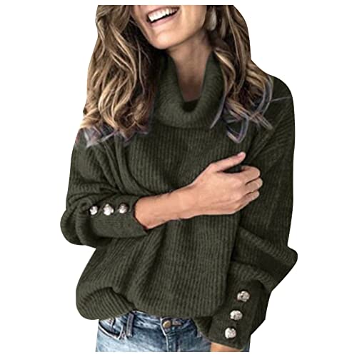 DondPO Pullover Damen Strick Weiß Casual Langarm Rollkragenpullover Winterpullis Einfarbrig Winter Rollkragen Rollkragenpulli Baumwollpullover Pullover Warm Stretch Strickpullover Winterpullover von DondPO