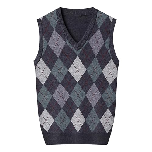 DondPO Pullunder Herren, Baumwolle Warm XXL Pulloverwestee Sweater Slim Fit Ärmellose Casual Pullunder Weste Arbeitsweste V-Ausschnitt Winter Strickweste Baumwollwesten von DondPO