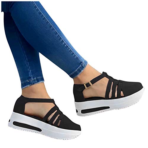 DondPO Schuhe Damen Sommerschuhe Damen Geschlossen mit Absatz Sandalen Sale Weiß Elegant 43 Schwarz 40 Blockabsatz Damen Flach Hausschuhe Slippers Sommer Strandsandalen Sandaletten Freizeitschuhe von DondPO