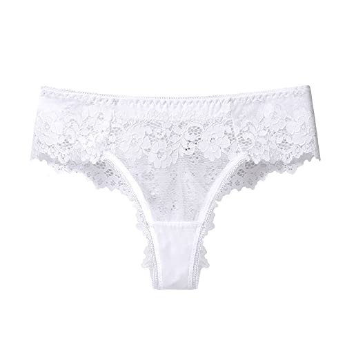 DondPO Sexy Tanga Damen Erotisch, Offener Schritt Weich Spitze Panty String Perlenstring Erotisch Weiß Große Größe Unterwäsche Slip Höschen Seamless Sexy Tanga Negligee von DondPO