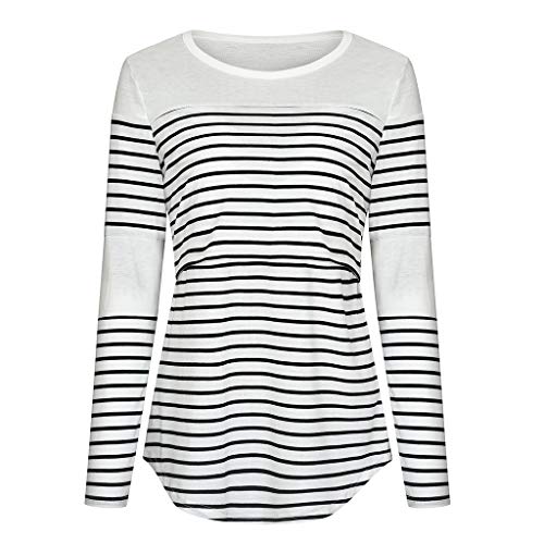 DondPO Stillpullover Damen Festliche Langarm Rundhals Stilltop Stillmode Stretch Baumwolle Umstandstop Stillpullover Stillshirt Weich Große Größen Nursing Tops Umstandsmode Stilloberteile von DondPO