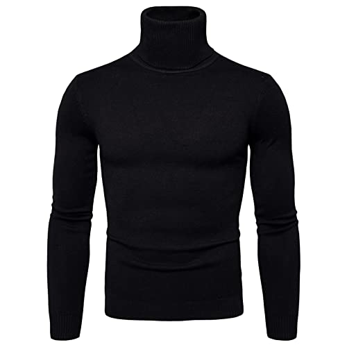 DondPO Strickpullover Herren Basic Slim Fit Angenehm Rollkragenpulli Pullover Freizeit Warme Winter Langarmshirts Sweater Grobstrick Langarm Strickpullover Rollkragenpullover von DondPO