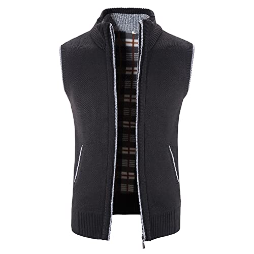 DondPO Strickweste Herren Wolle, Elegant Ärmellose Warm Weste Trachtenweste Freizeit Baumwolle Winter Cardigan Pullunder Herrenweste Slim Fit V-Ausschnitt Strickweste Pulloverwestee von DondPO