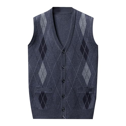 DondPO Strickwesten Herren, Baumwolle Winter V-Ausschnitt Weste Strickpulli Weste Ärmellose Slim Fit Warm Cardigan Pulloverwestee Wollweste XXL Freizeit Strickweste Pullunder von DondPO