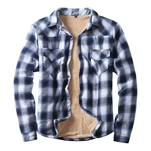 DondPO Thermojacke Herren Winter Kapuze Taschen Thermohemd Holzfällerjacke Warm Kariert Langarm Flanellhemd Holzfällerhemd Lumberjacket Fleece Gefüttert Weich Winterhemden Hemdjacke von DondPO