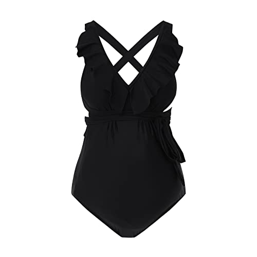 DondPO Umstandsbadeanzug, für Schwangere S-XL Badeanzug Umstandsbikini High Cut Maternity Set Große Größe Zweiteiler mit Bügel Bademode Tankini Bikini Umstandsbademode Schwangerschaft Swimsuit Retro von DondPO