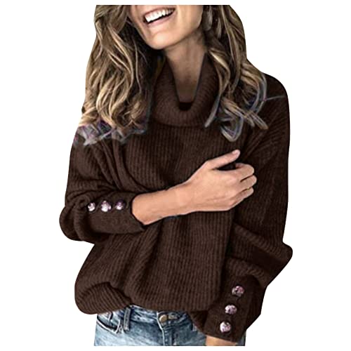 DondPO Warme Pullover Damen Winter, Rollkragen Stretch Winter Rollkragenpullover Pullover Elegant Langarm Winterpullover Winterpullis Baumwollpullover Warm Baumwolle Strickpullover Rollkragenpulli von DondPO