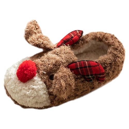 DondPO Winter Hausschuhe Damen Warme Cute Rutschfeste Hausschuhe Plüschhausschuhe mit Filzsohle Baumwolle Winter Weihnachts Hausschuhe Slippers Weihnachtsschuhe Plüsch Pantoffeln Christmas Slippers von DondPO