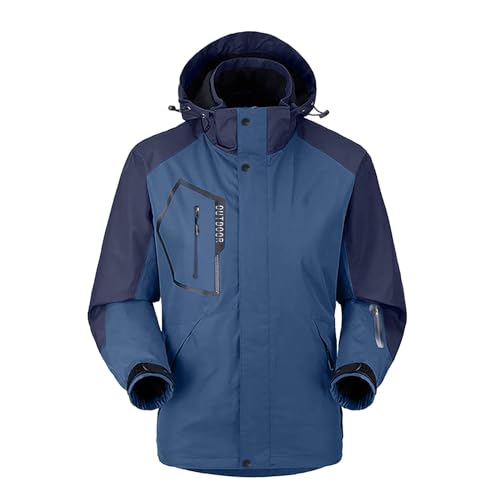 DondPO Winterjacke Wasserdicht Herren Wasserdicht Übergröße Gefüttert Winterparka Snowboardjacke Kapuze 4Xl Warm Multifunktionsjacke Winterjacke Winddichte Dunkelblau Xxl Skijacke Outdoorjacke von DondPO