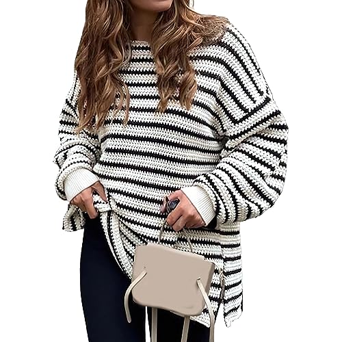 DondPO Winterpullover Damen Warm, Langarm Winter Warm Strickpulli Sweatshirts Gelber Einfarbig Casual Strickpullover Pullover Sweater Loose Elegant Rollkragen Winterpullover Longpullover von DondPO