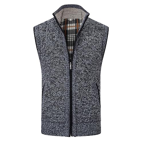 DondPO Wollweste Herren Winter Slim Fit Männer Strickweste Weste Ärmellose Warm V-Ausschnitt Pullunder Strickpulli Weste Pulloverwestee Regular Fit Baumwolle Strickpullover Longweste von DondPO
