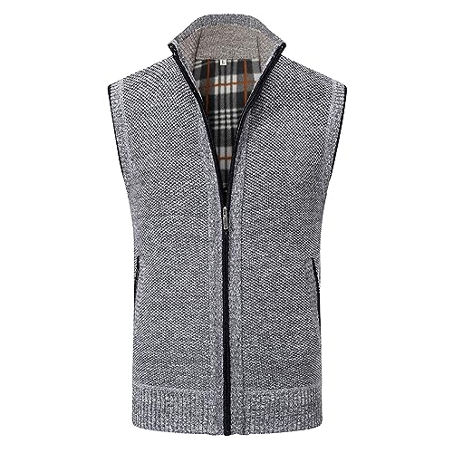 DondPO Wollweste Herren Winter Slim Fit Männer Strickweste Weste Ärmellose Warm V-Ausschnitt Pullunder Strickpulli Weste Pulloverwestee Regular Fit Baumwolle Strickpullover Longweste von DondPO