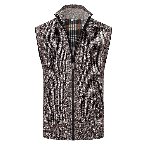 DondPO Wollweste Herren Winter Slim Fit Männer Strickweste Weste Ärmellose Warm V-Ausschnitt Pullunder Strickpulli Weste Pulloverwestee Regular Fit Baumwolle Strickpullover Longweste von DondPO