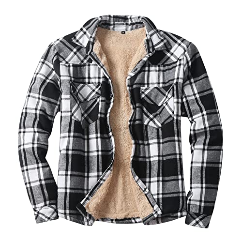 Fall Outfit, Innenfleece Lässige Kapuze Slim Fit Langarmshirt Hemd Verdicken Regular Fit Casual Plaid Karohemd Longsleeve Baumwolle Langarm Herren Freizeit Hoodie Mantel von DondPO