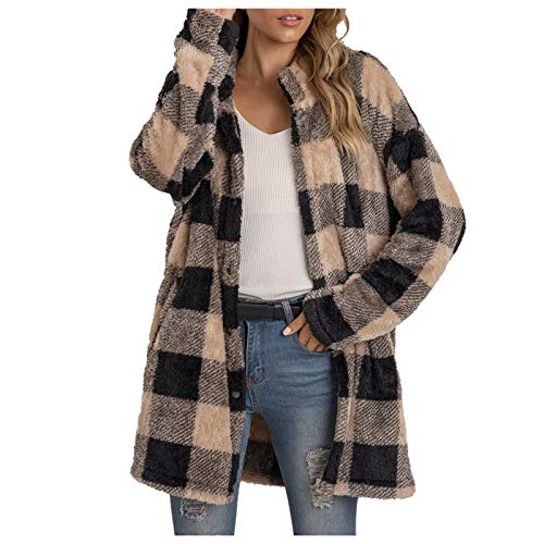 Hemdbluse Damen, Lang Herbst Bequem Hemdbluse Karohemd Langarm Baumwolle Revers 4XL Flanellbluse Hemdjacke Vintage Festliche Knopf Karierte Jacke Longbluse von DondPO