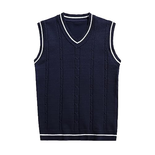 Herren Pullunder, Beige Ärmellose Winter Strickweste Winterweste Casual Slim Fit Baumwolle Pullunder Herrenstrickwaren Weste Warm V-Ausschnitt Sweater Vest Pulloverwestee von DondPO