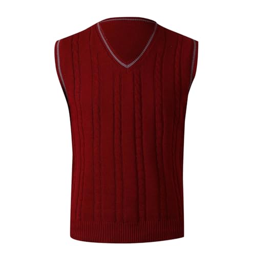 Herren-Westen Warm Regular Fit Winter Sweater Vest Weste Ärmellose 4XL V-Ausschnitt Pulloverwestee Herrenstrickwaren Strickweste Slim Fit Baumwolle Winterweste Pullunder von DondPO