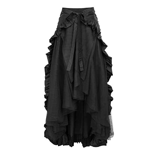 Mittelalter Kleid Damen: Victorian Halloween Grün Rock Lederrock Lang Kurz Cosplay Frauen Gothic Rock Gothic Kleidung Steampunk Rock Vintage High Waist Midi Western Kleidung Mittelalter Kleidung von DondPO