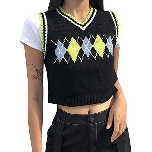 Pullunder Damen Grau, Kurz V Ausschnitt Ärmellos Strickpullunder Winterweste Baumwolle Freizeit Winter Sweater Vest Pullunder Strickweste Warm Braune Pullover Pullover Vest von DondPO