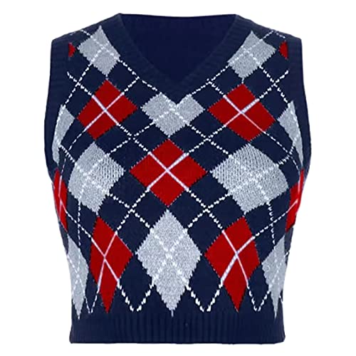 Pullunder Damen Oversize Grau V Ausschnitt Ärmellos Wollweste Pullover Lose Lang Winter Sweater Vest Pullover Vest Strickweste Baumwolle Warm Pullunder Strickpullunder von DondPO